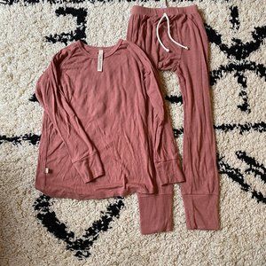 Childhoods clothing kids rib knit set in rose quartz, size 6/7